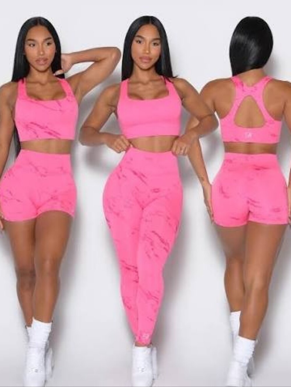 Bombshell sportswear , pink marble athletic shorts , BNWT , medium